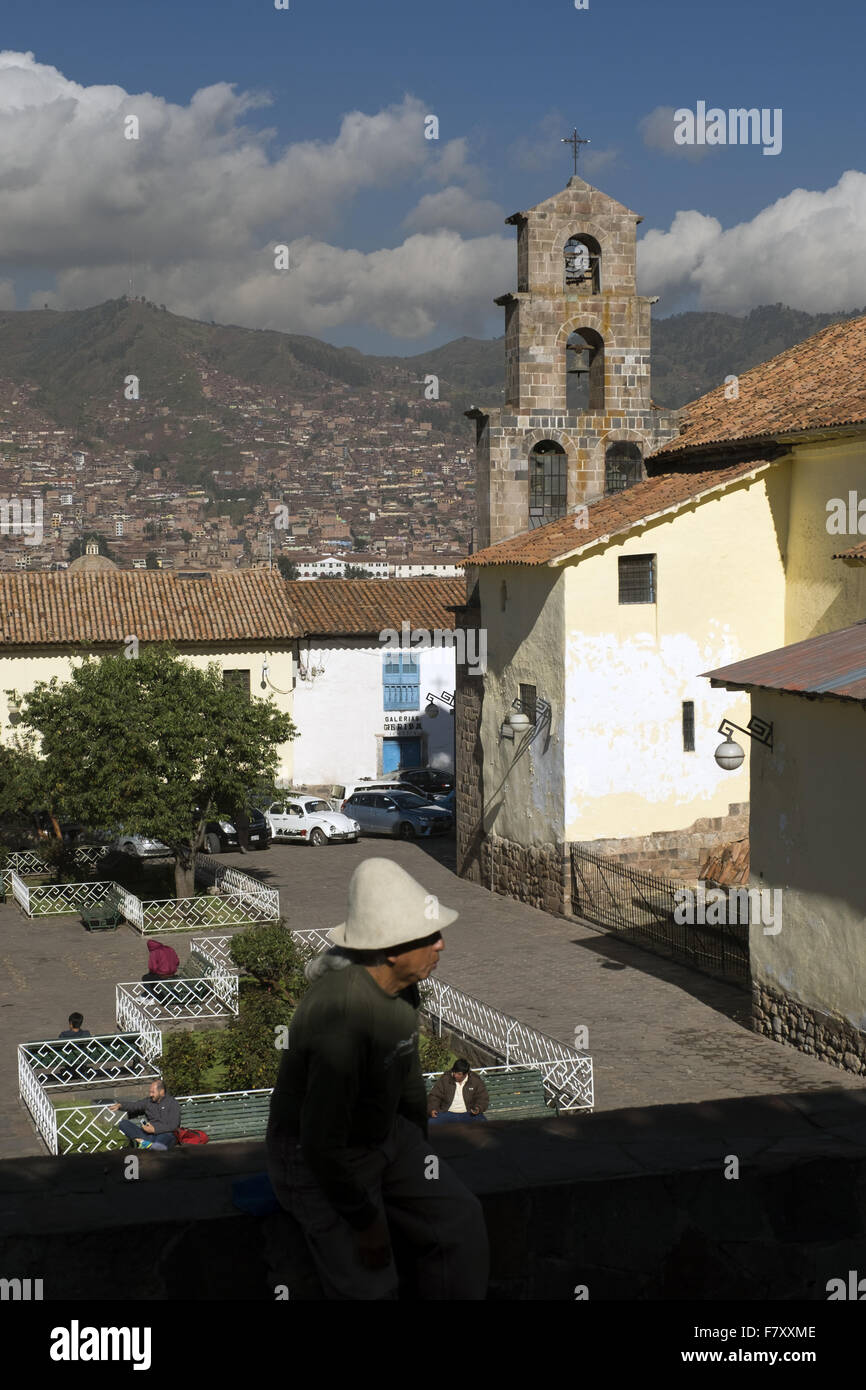 San Blas square, square dans le quartier du même nom, l'un des plus lieux bohème à Cuzco. Banque D'Images