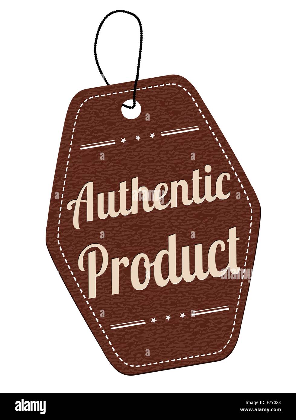 Produit authentique en cuir marron étiquette ou étiquette de prix Illustration de Vecteur
