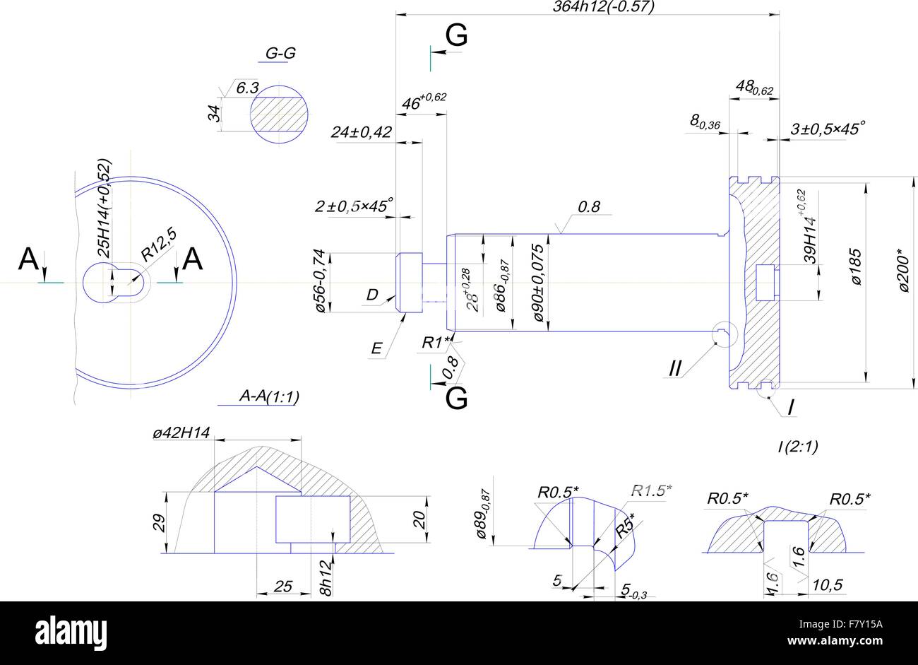 Bague en acier de dessin technique Illustration de Vecteur