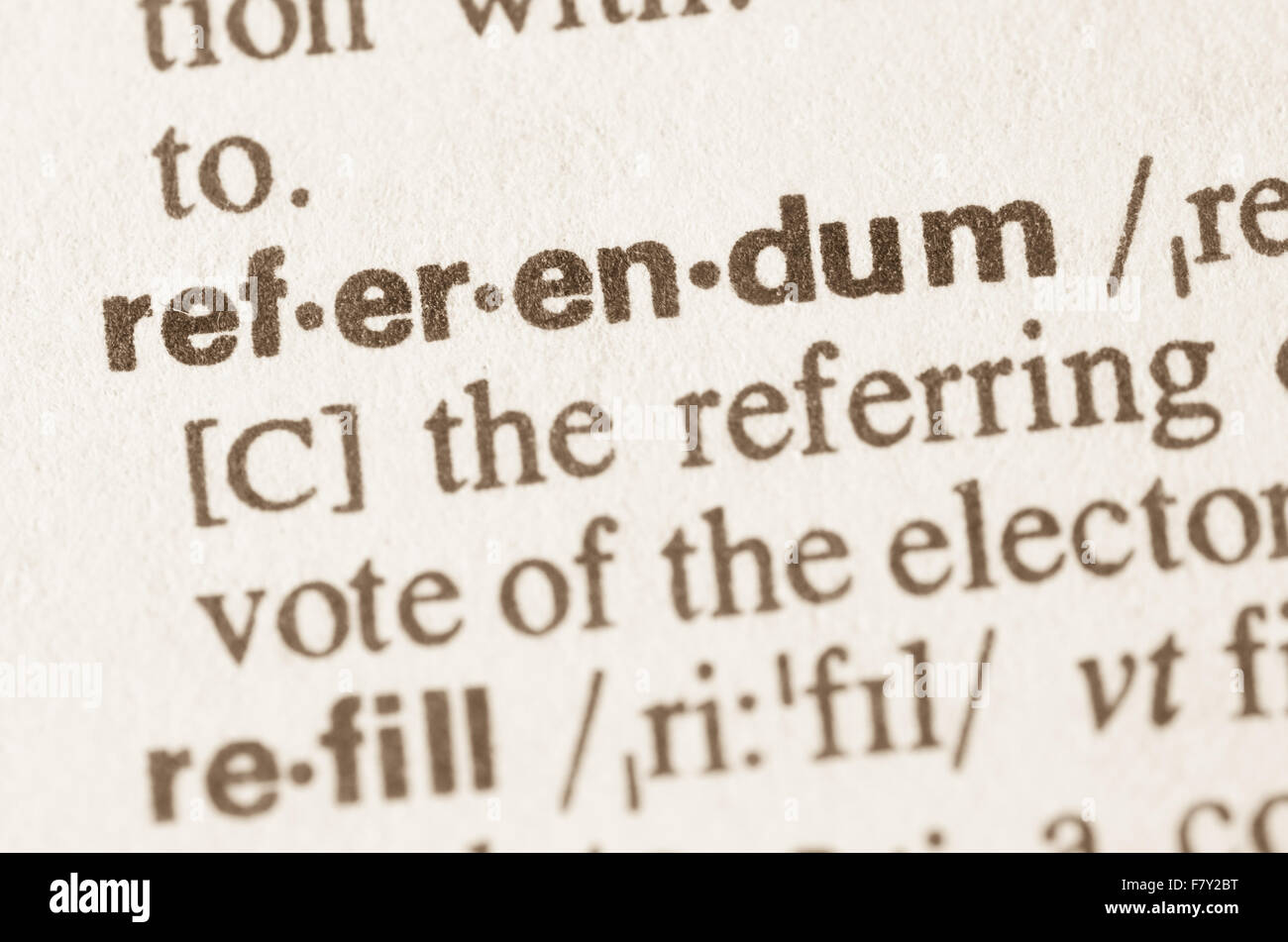 Définition du mot référendum dans le dictionnaire Banque D'Images