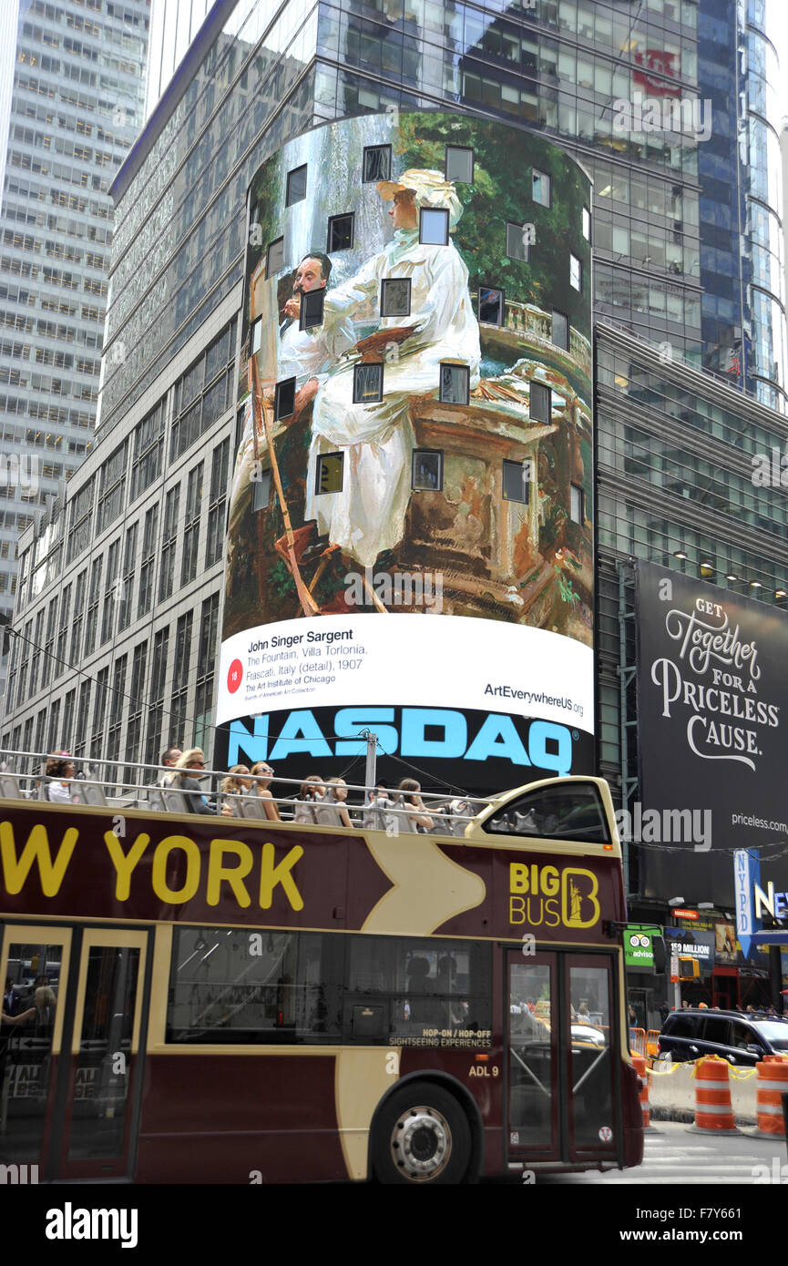 John Singer Sargent peinture apparaît sur un affichage numérique dans le New York Times Square au cours de l'art partout. Banque D'Images