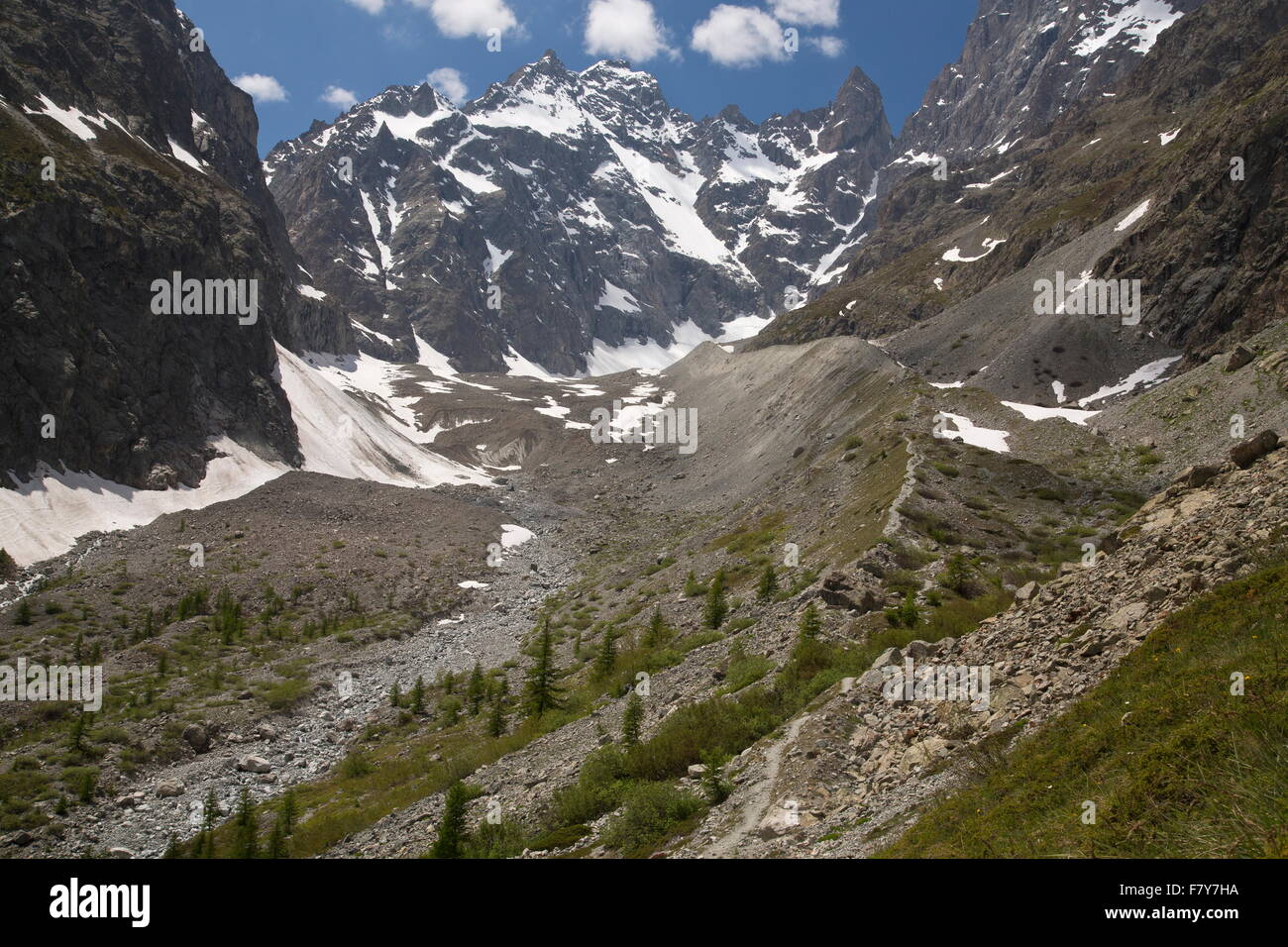 Le glacier noir à la tête de la vallée d'Ailefroide, parc national des Ecrins, alpes françaises. Banque D'Images
