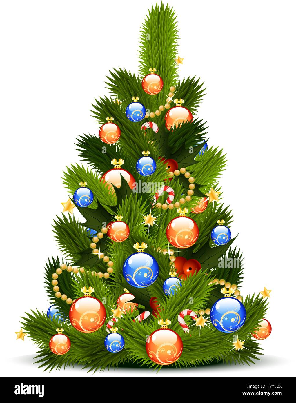 Décoration Arbre de Noël avec Illustration de Vecteur