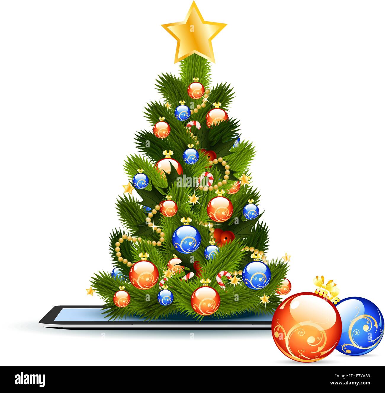 Arbre de Noël sur Tablet PC Illustration de Vecteur