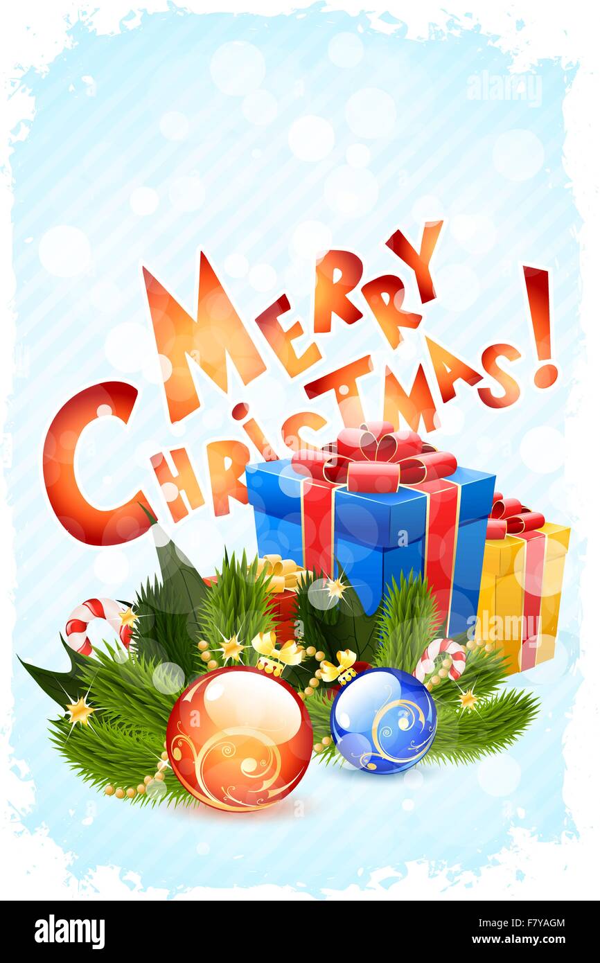 Joyeux Noël Carte de souhaits Illustration de Vecteur