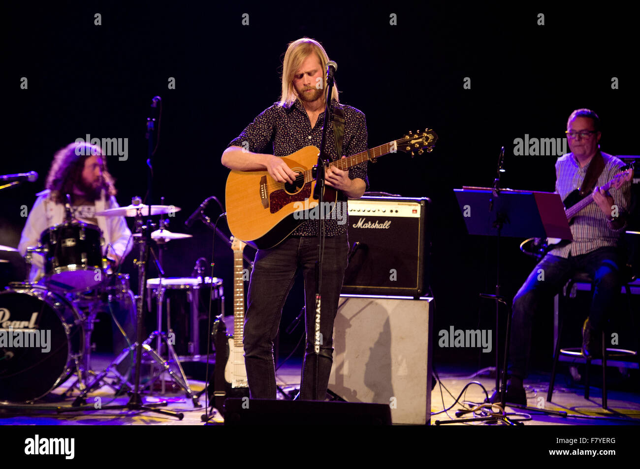 De Belchatow, en Pologne. 3 Décembre, 2015. Luc Oldfield (C) effectue avec GypsyFingers au cours de la bande 'Service. Soyez vous-même ! Pologne - Tour 2015". Credit : Marcin Rozpedowski/Alamy Live News Banque D'Images