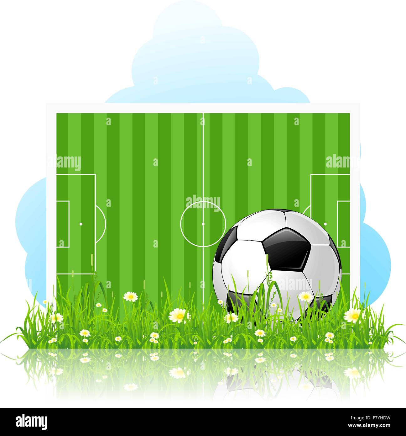 Soccer Ball on Green Grass Illustration de Vecteur