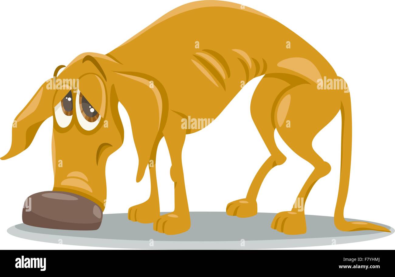 Triste illustration cartoon chien sans-abri Illustration de Vecteur