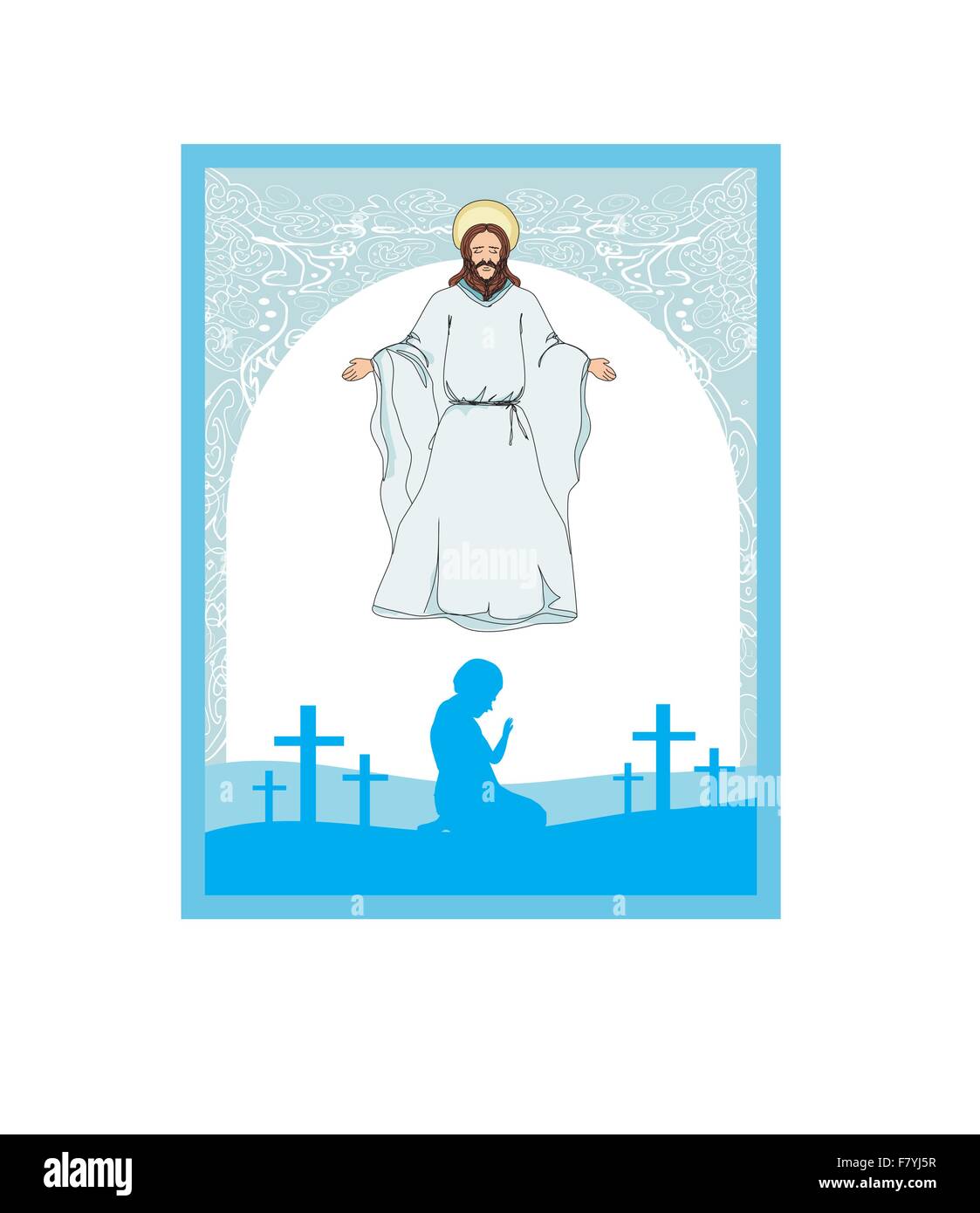 L'homme prie Jésus Illustration de Vecteur