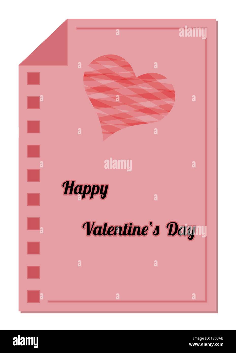 Retro happy Valentines Day - liste papier rouge Illustration de Vecteur
