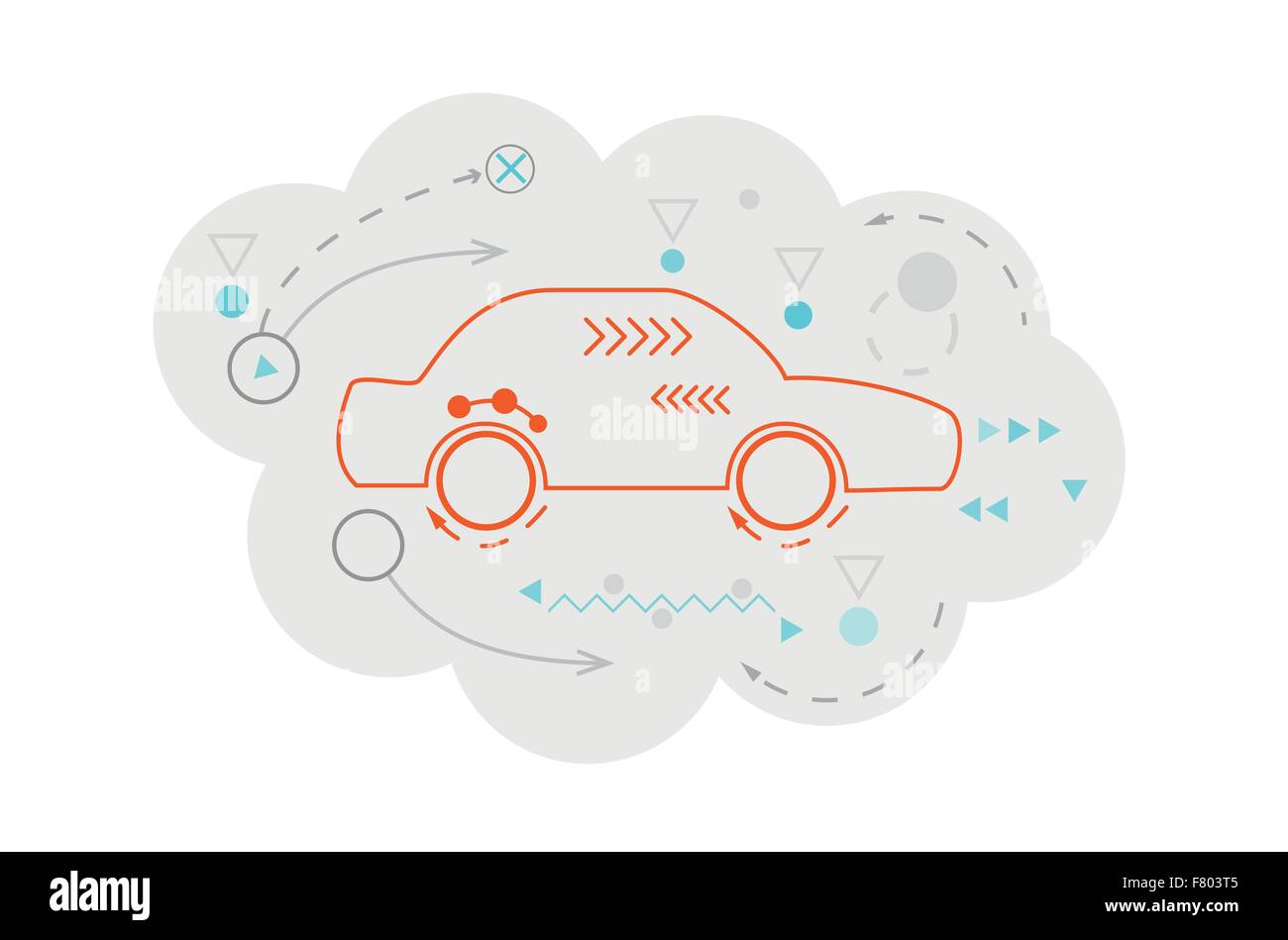 Résumé carte de la voiture avec cloud et les lignes Illustration de Vecteur