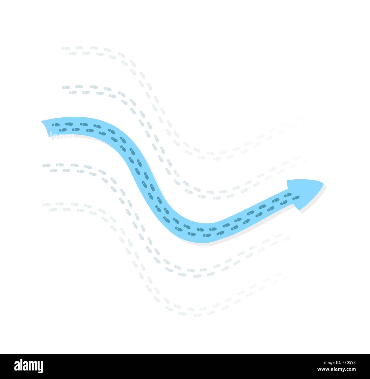 Flèche bleue avec des empreintes Illustration de Vecteur