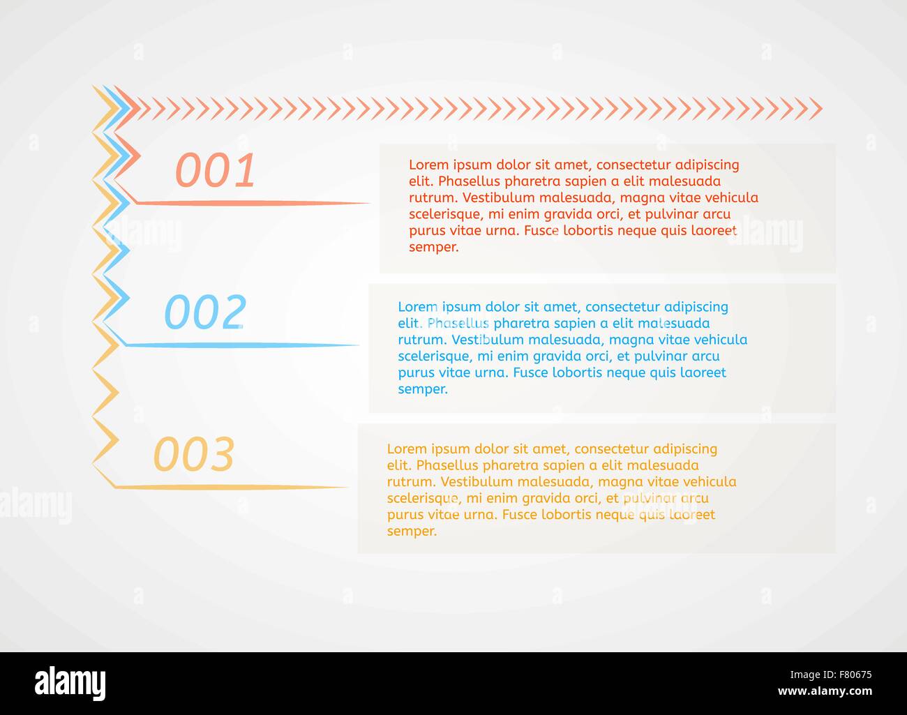 Infographie - trois options de couleur avec des flèches Illustration de Vecteur