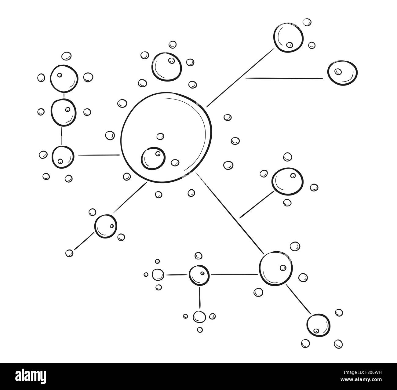 Croquis des cercles reliés par des lignes Illustration de Vecteur