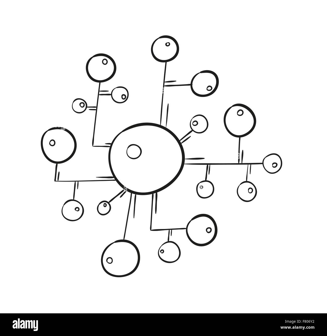 Croquis des cercles reliés par des lignes Illustration de Vecteur