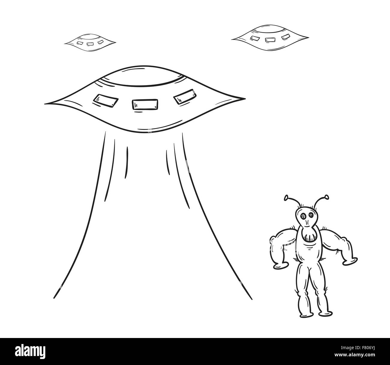 Et vaisseaux spatiaux extraterrestres Illustration de Vecteur