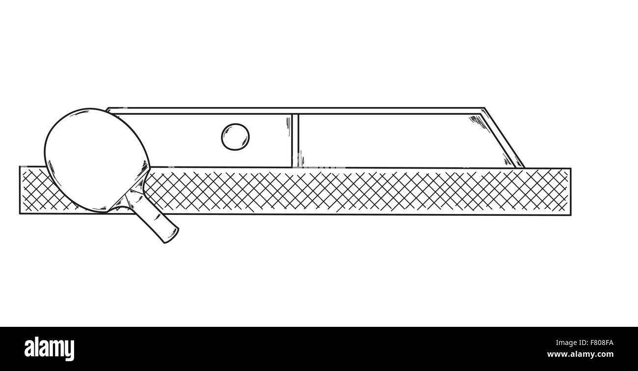 Une raquette de ping-pong et une table de Illustration de Vecteur