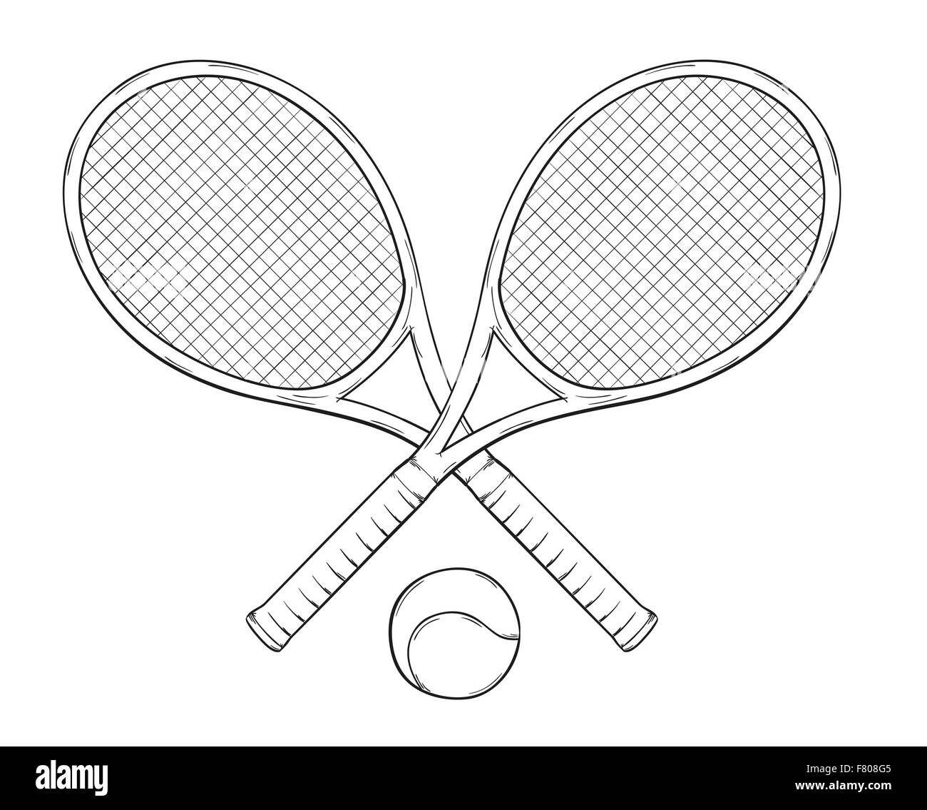 Deux raquettes de tennis et la balle Illustration de Vecteur