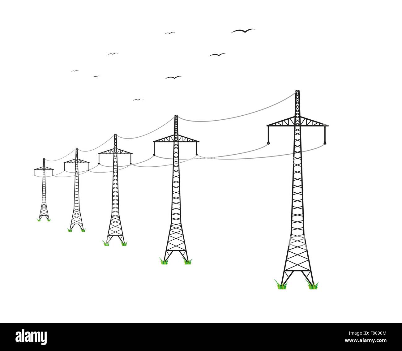 Lignes à haute tension Illustration de Vecteur