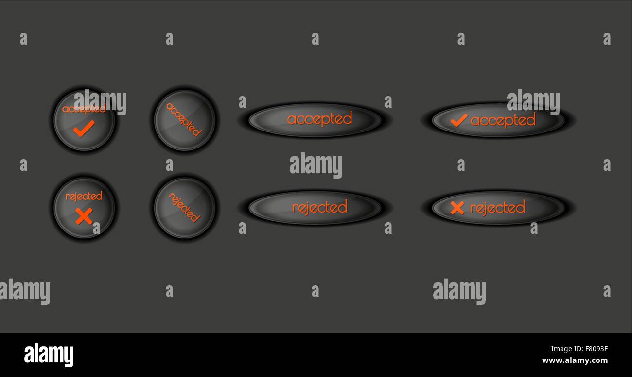 Boutons avec texte acceptés et rejetés. Illustration de Vecteur Boutons avec texte acceptés et rejetés. Illustration de Vecteur