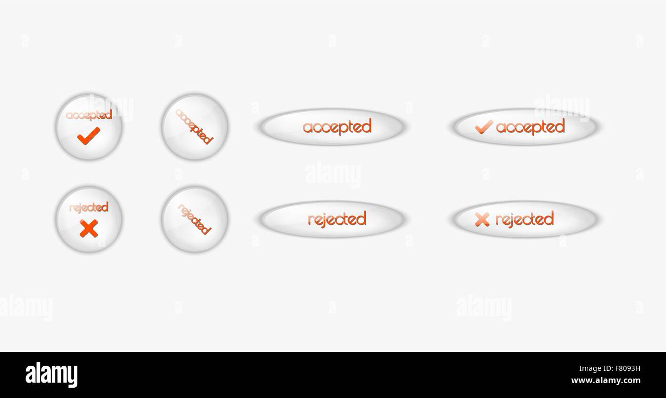 Boutons avec texte acceptés et rejetés. Illustration de Vecteur Boutons avec texte acceptés et rejetés. Illustration de Vecteur
