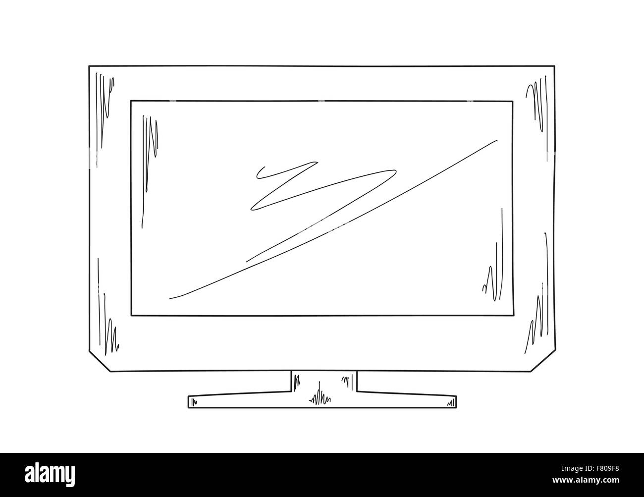 Croquis, à la télévision Illustration de Vecteur