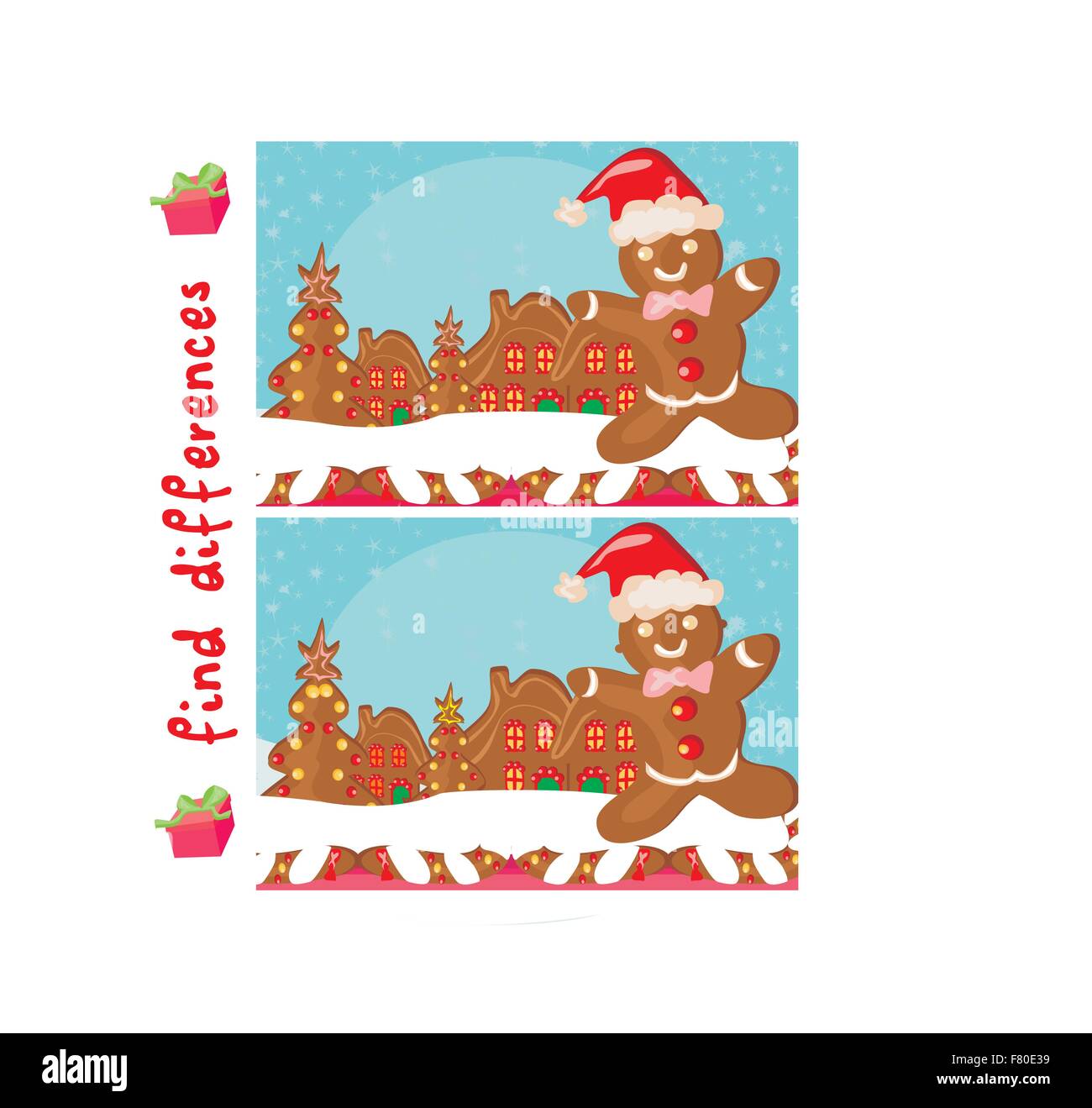 Trouver des différences - Gingerbread santa Illustration de Vecteur
