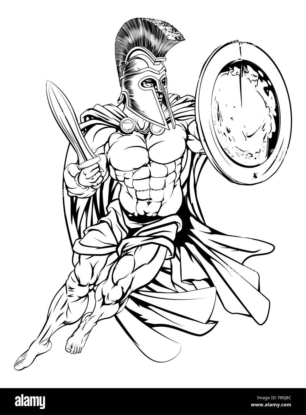 Une illustration d'une forte musculaire guerrier spartiate Grec Banque D'Images