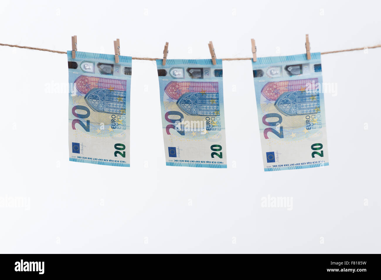 Twenty Euro Note révisée en 2015 sur un thread Banque D'Images