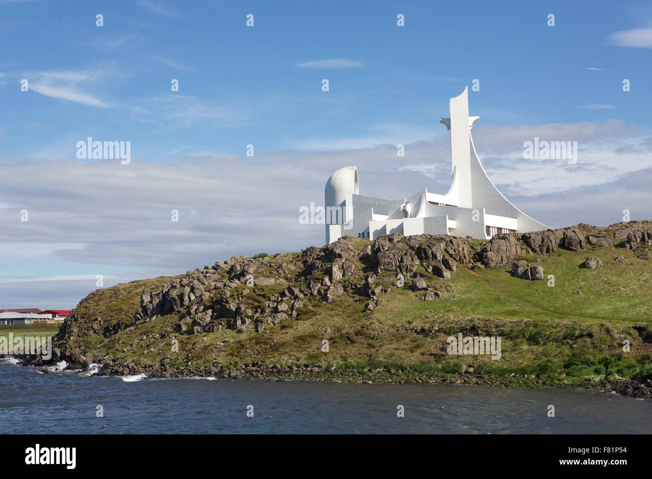 L'église moderne à Stykkisholmur, Islande Banque D'Images