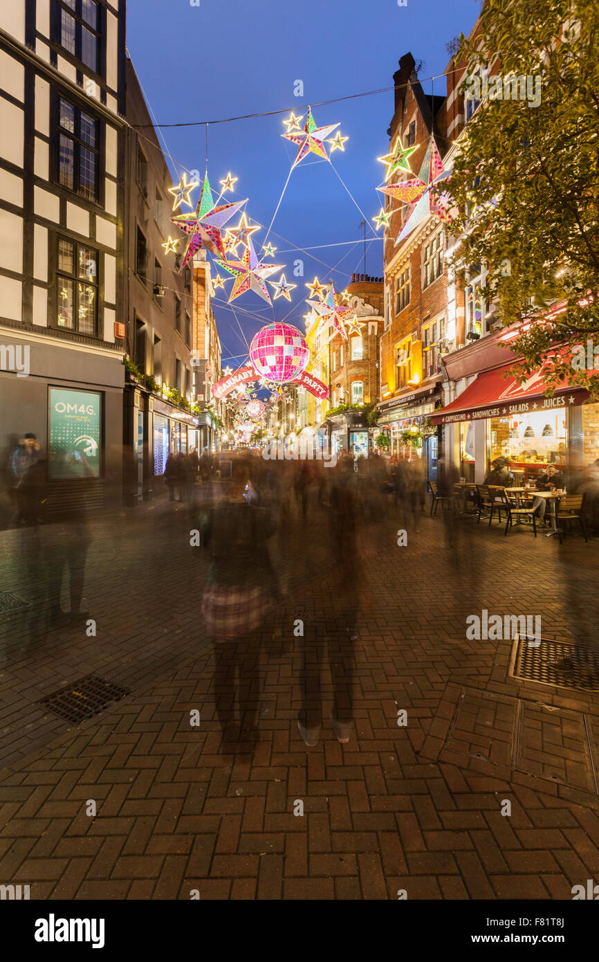 Carnaby Street et sa décoration de Noël, Londres, UK Banque D'Images