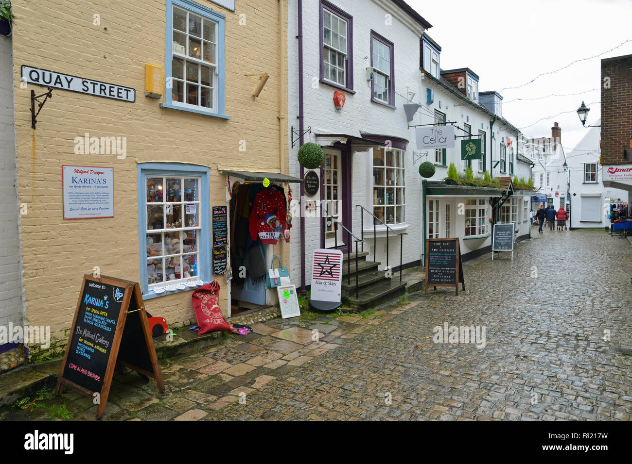 Rue pavée, à Lymington New Forest District Hampshire UK Banque D'Images