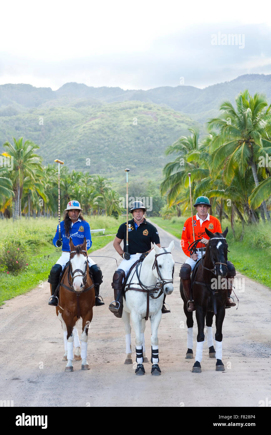 Trois joueurs de polo à cheval Banque D'Images