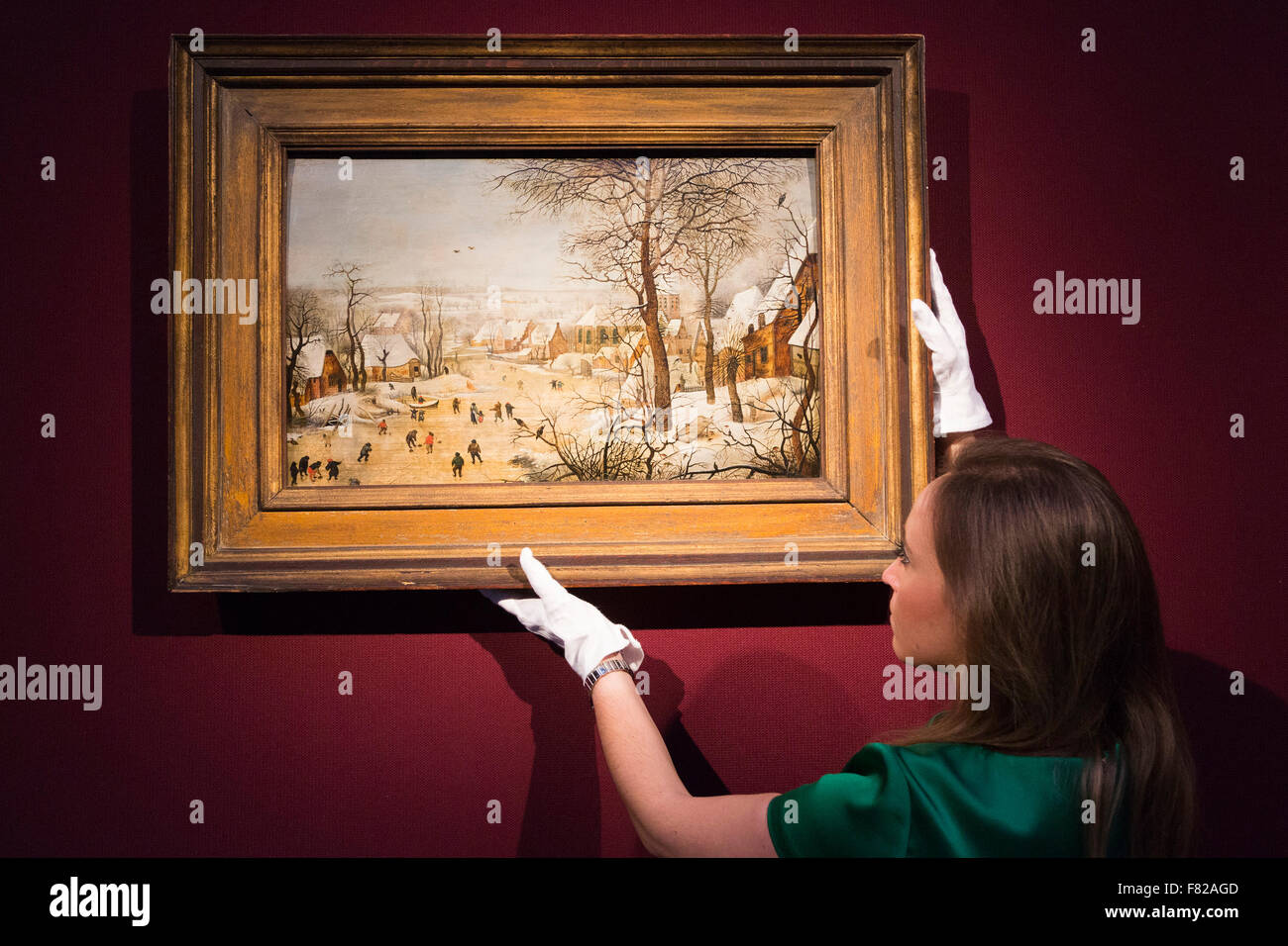 Londres, Royaume-Uni. 4 décembre 2015. Sur la photo : l'Birdtrap par Pieter Brueghel le Jeune, estimation : 1-1.5millions de GBP. Christie's sont en train de réévaluer la nature, les natures mortes et Venise en l'ancien maître et peintures britanniques vente du soir le 8 décembre 2015 à Londres. Lors de cette vente une large sélection de tableaux de collections privées seront mis aux enchères, dont certains n'ont jamais été mis aux enchères avant. Banque D'Images