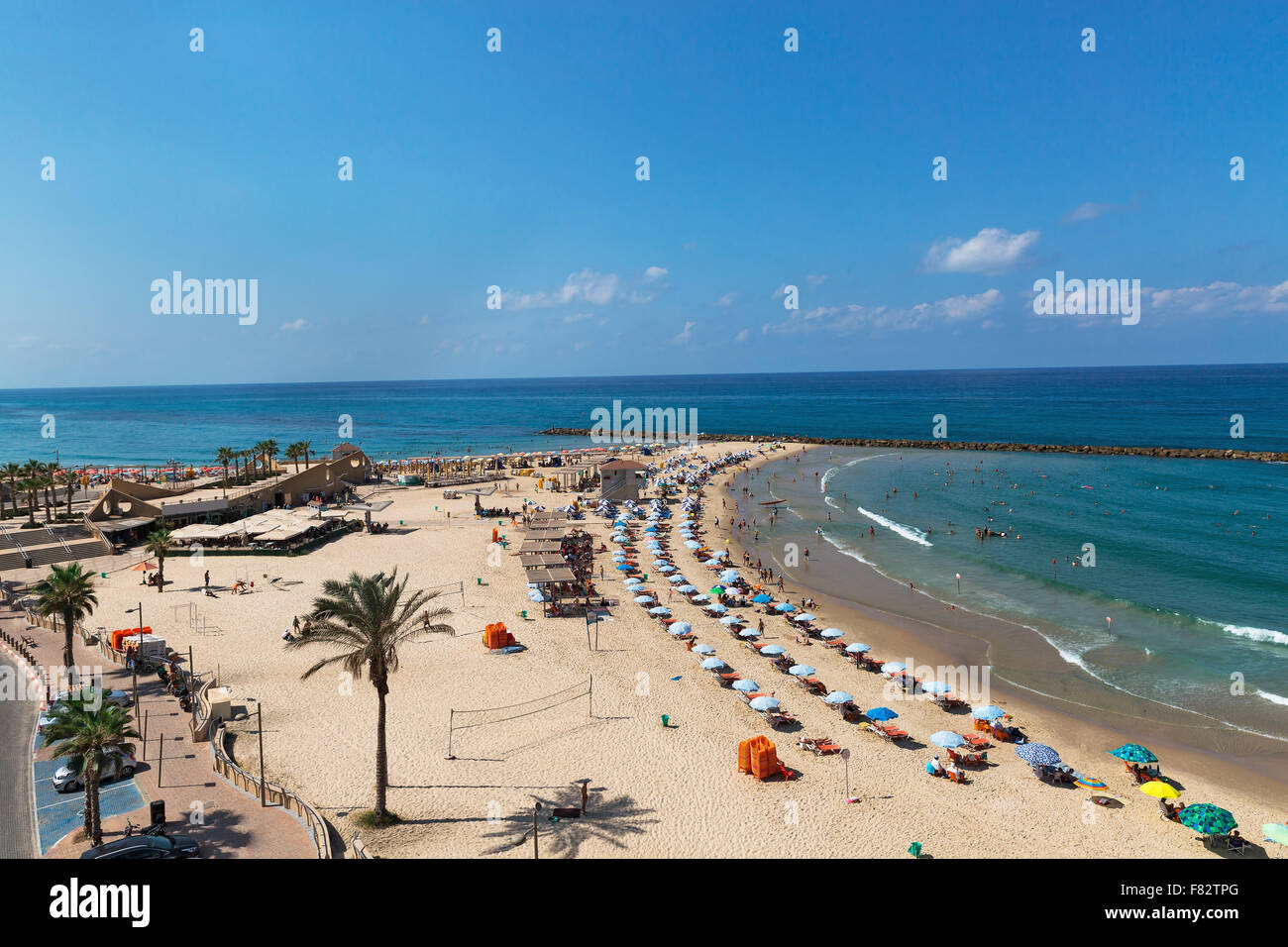 Vue de dessus de la plage sur la Mer Méditerranée Banque D'Images