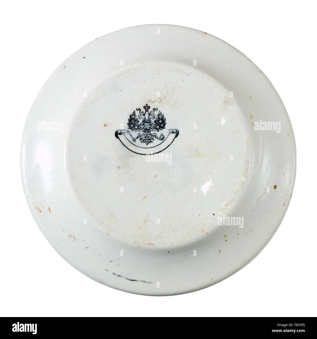Vintage Imperial double eagle brand sur 19e siècle plat en porcelaine Banque D'Images