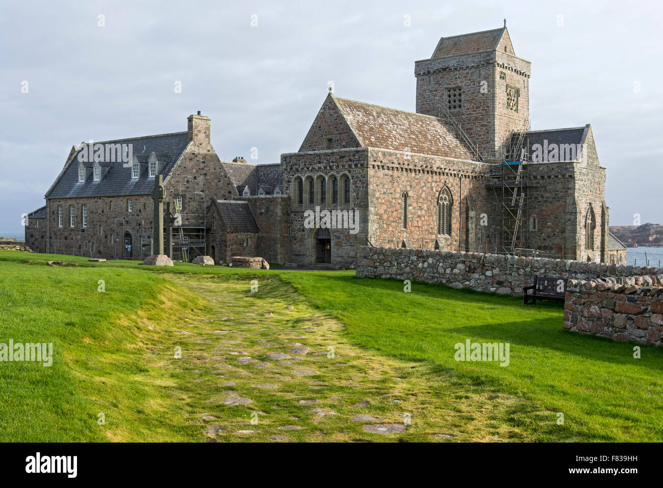 L'abbaye, à l'île de Iona, Hébrides intérieures, Ecosse, Royaume-Uni Banque D'Images