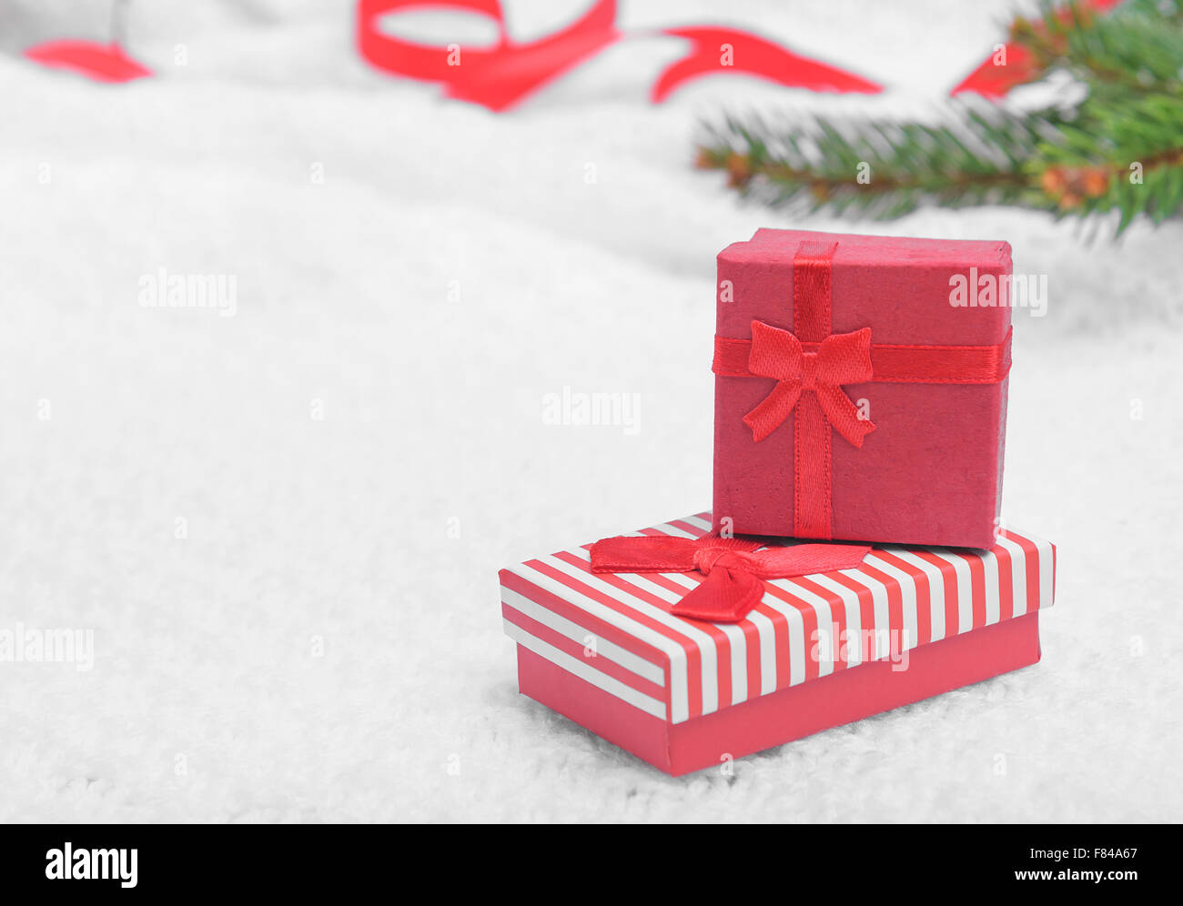 Cadeaux de Noël rouge. Banque D'Images