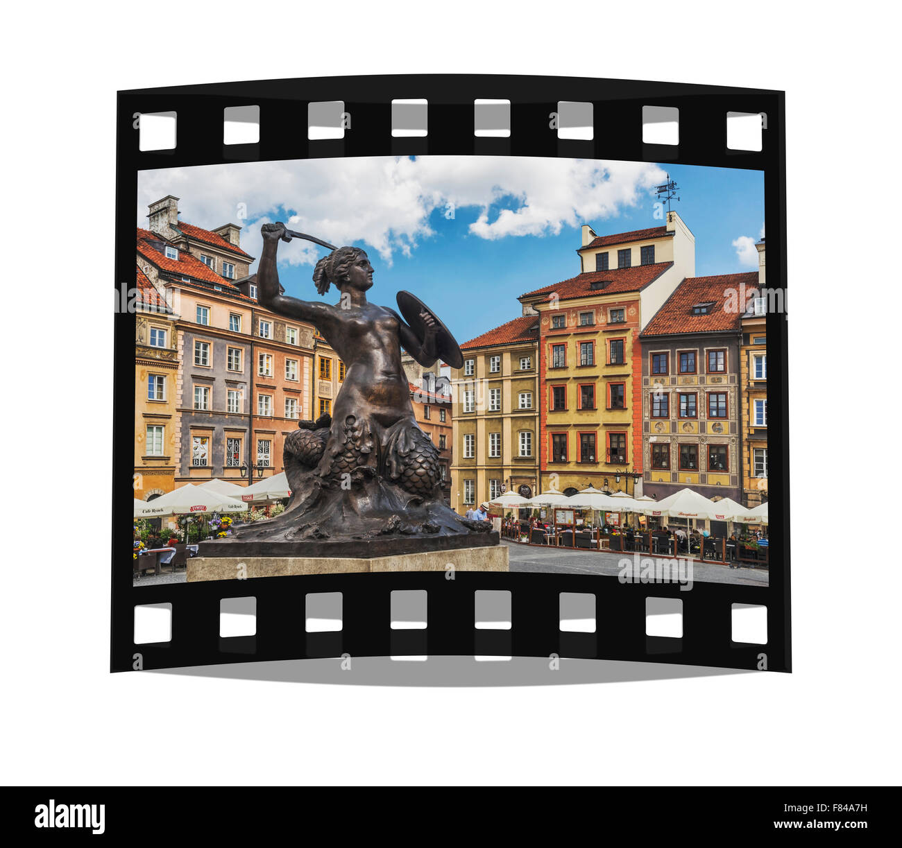 La Sirène de Varsovie est situé sur la place du marché de la vieille ville (Rynek Starego Miasta), Varsovie, Mazovie, Pologne, Europe Banque D'Images