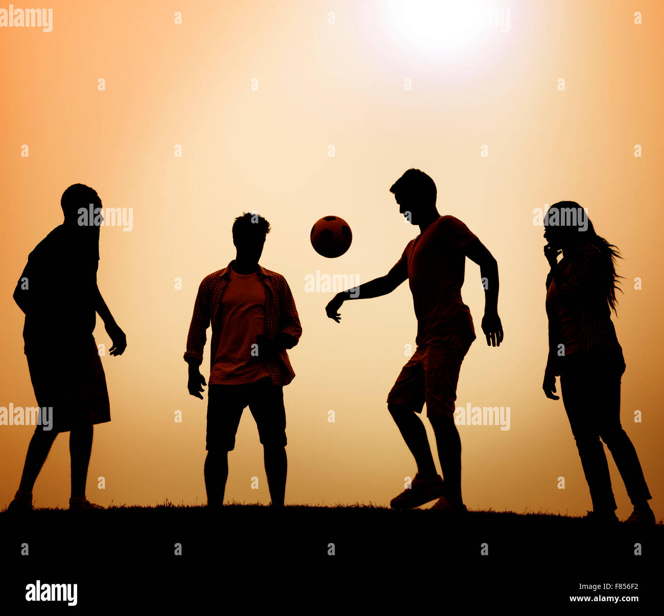 L'équipe de soccer de soleil amis Sport Concept Active Banque D'Images