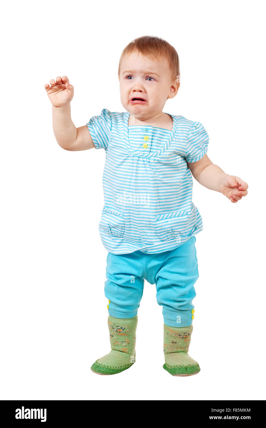 Bebe Triste Sur Fond Blanc Photo Stock Alamy
