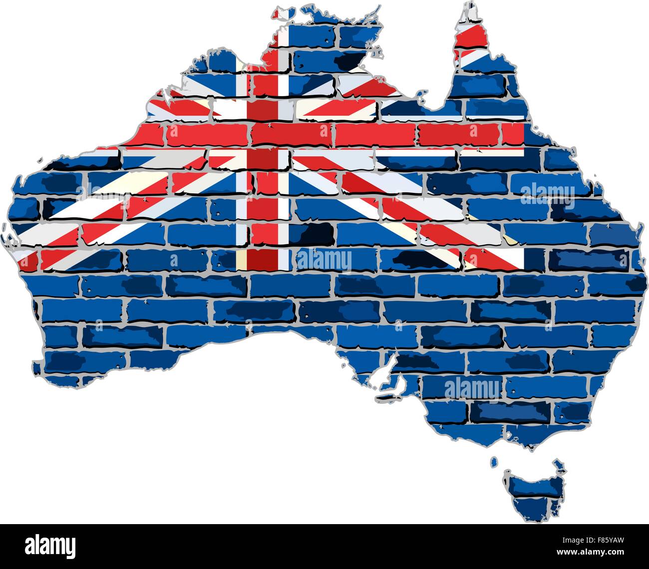 Carte de l'Australie sur un mur de briques Illustration de Vecteur