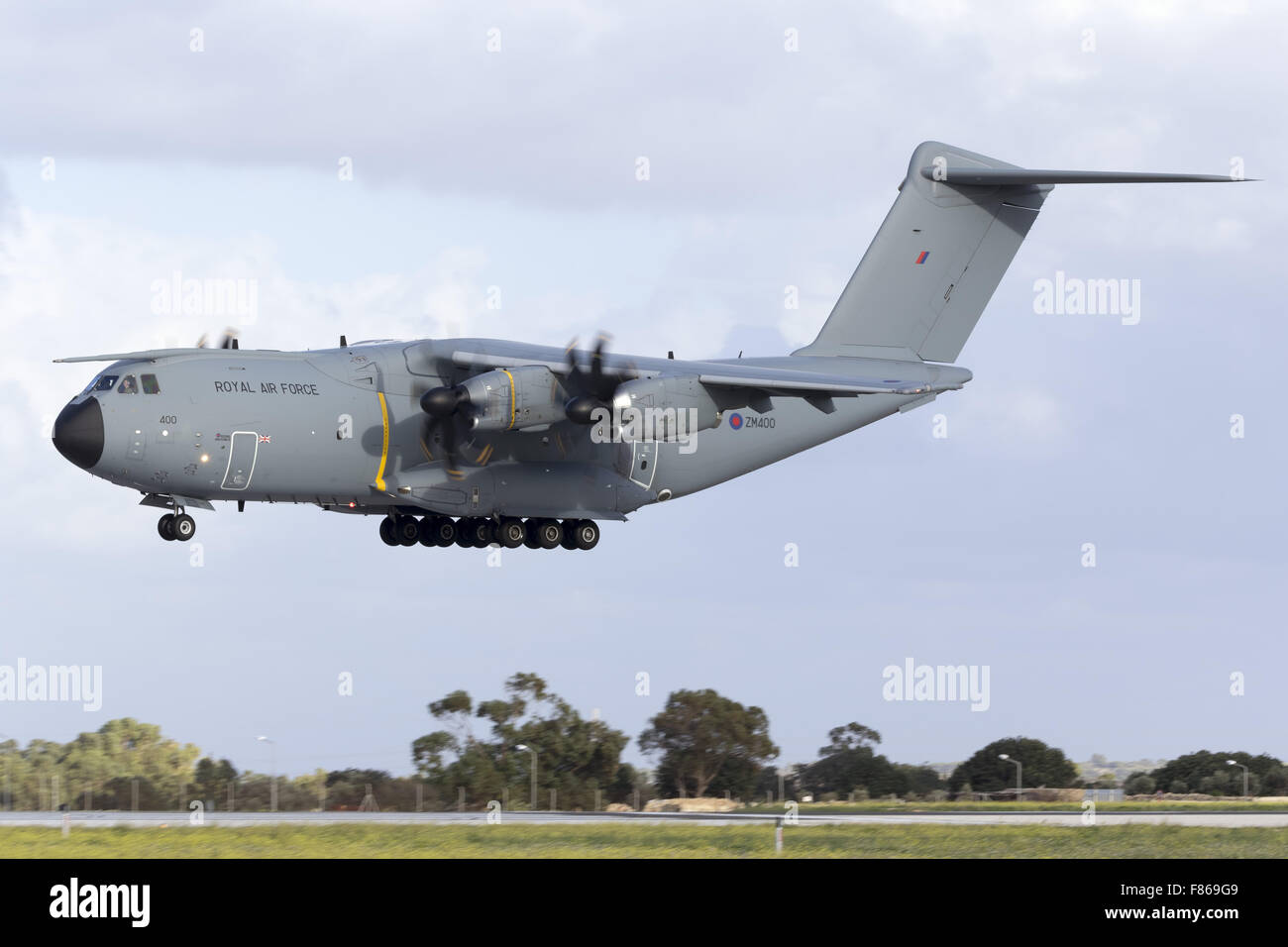 Royal Air Force Airbus A400M 'Grizzly' piste d'atterrissage 31. Vols de formation à la navigation de ce nouveau type. Banque D'Images