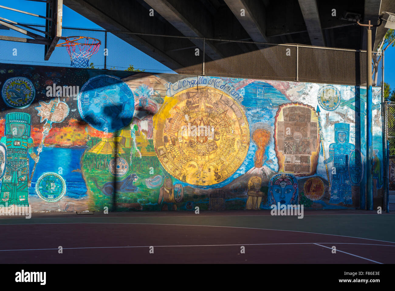 Chicano Park, murale, graphismes, urbain, Barrio Logan. San Diego, Californie, États-Unis. Banque D'Images