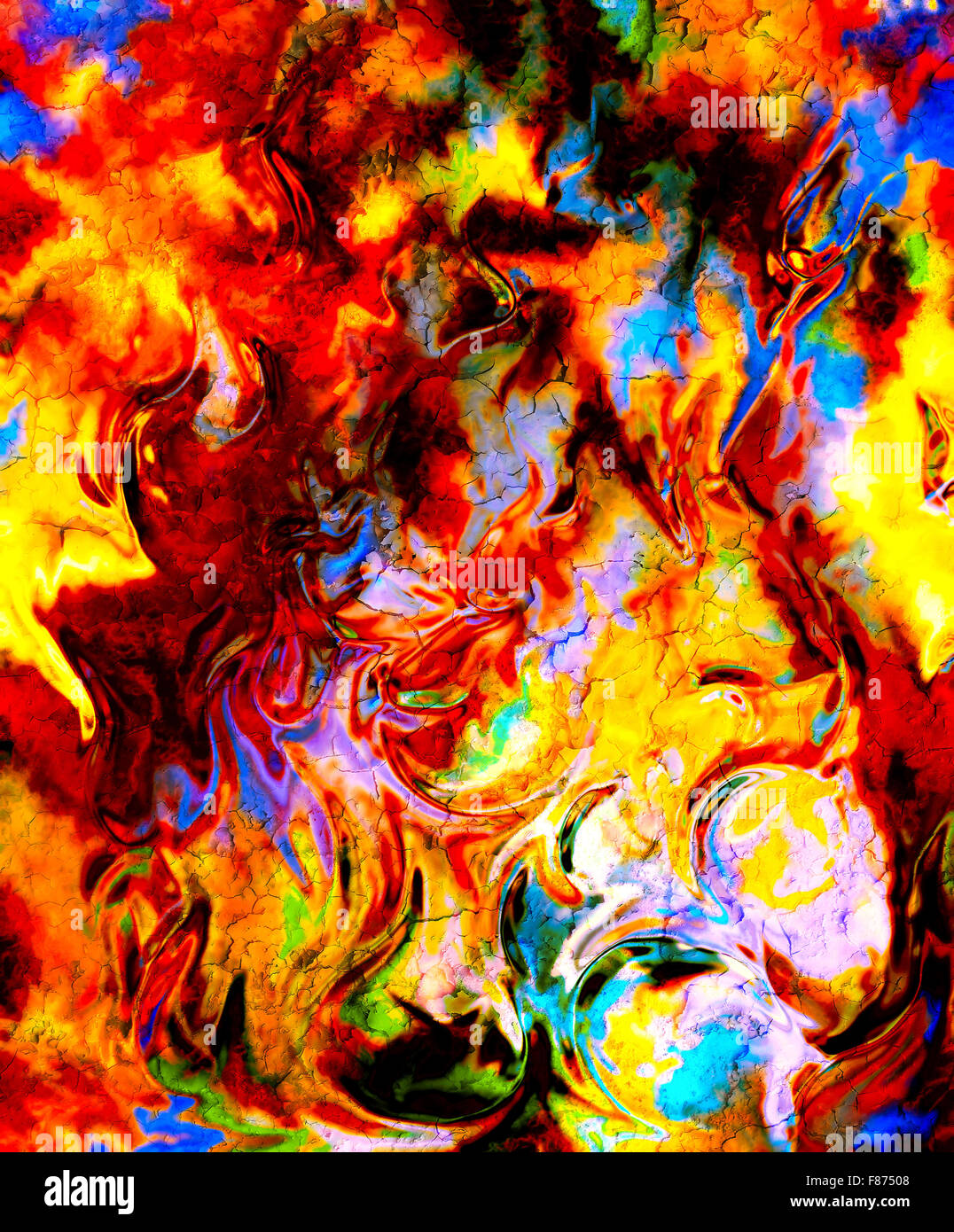 Résumé fond couleur désert et grésille et effet feu, collage d'ordinateur Banque D'Images