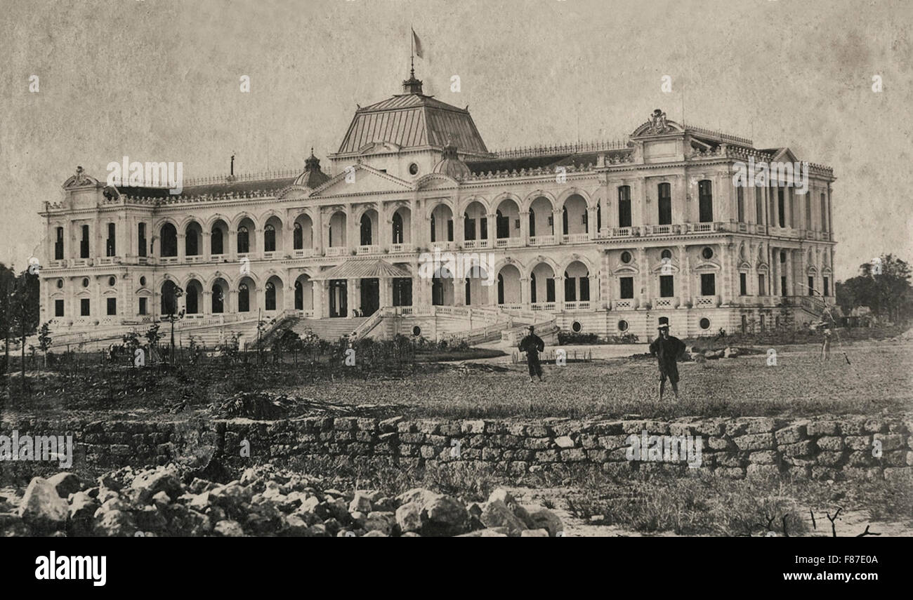 Palais du Gouverneur construit récemment à Saigon, l'Indochine française, vers 1875 Banque D'Images