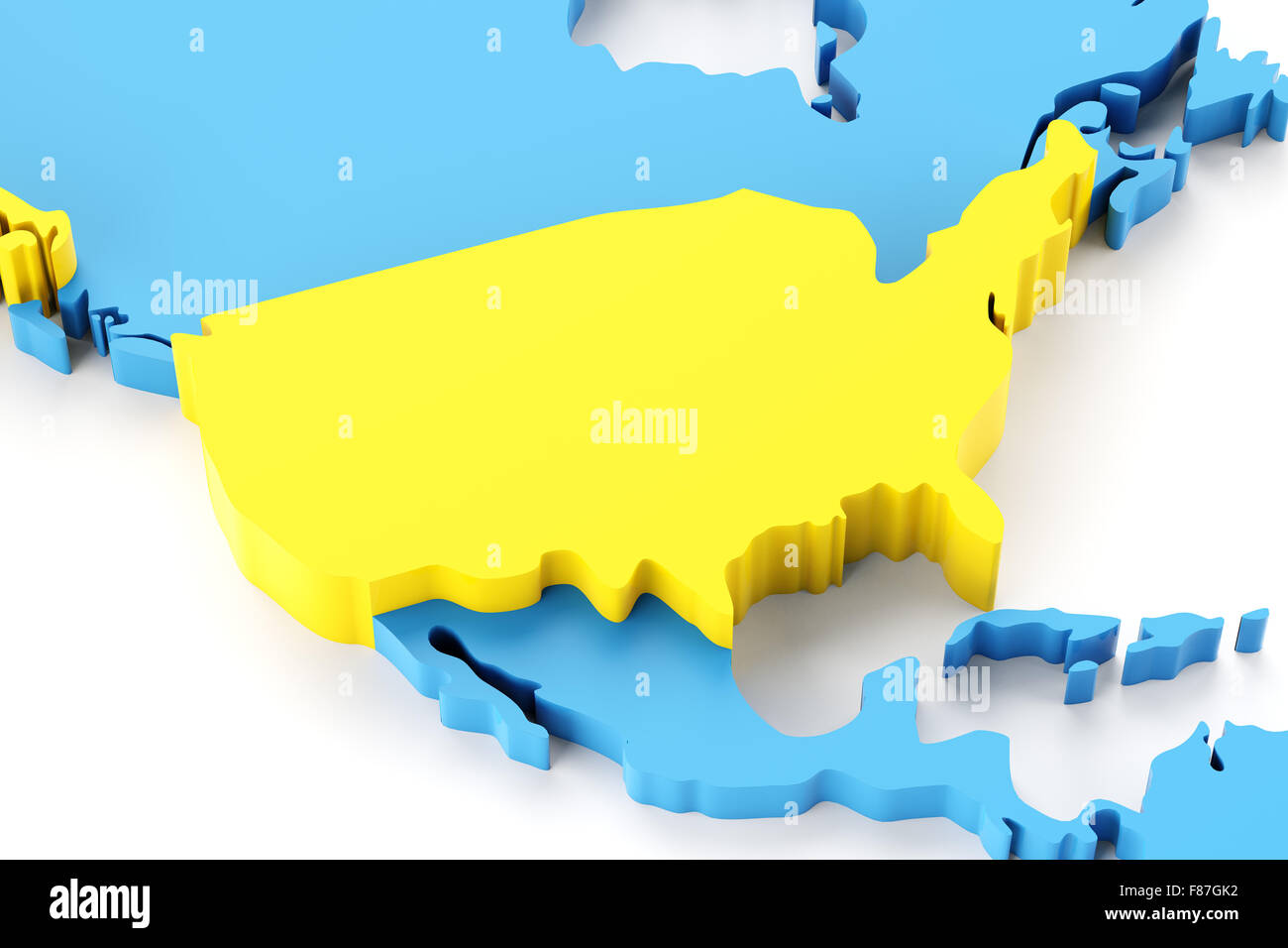 Carte de l'Amérique du Nord avec l'USA a mis en évidence Banque D'Images