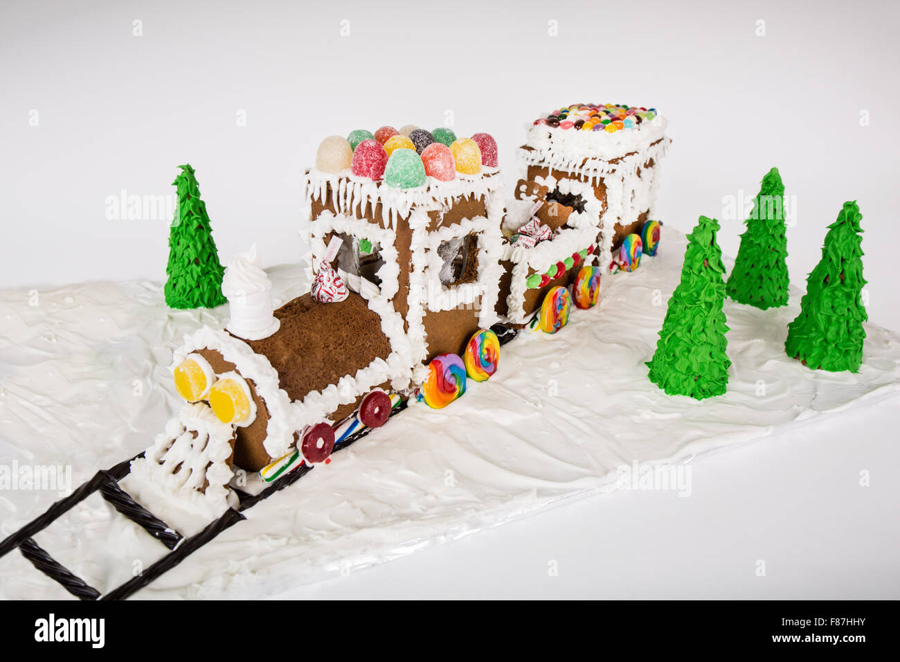 Santa's maison gingerbread train Banque D'Images