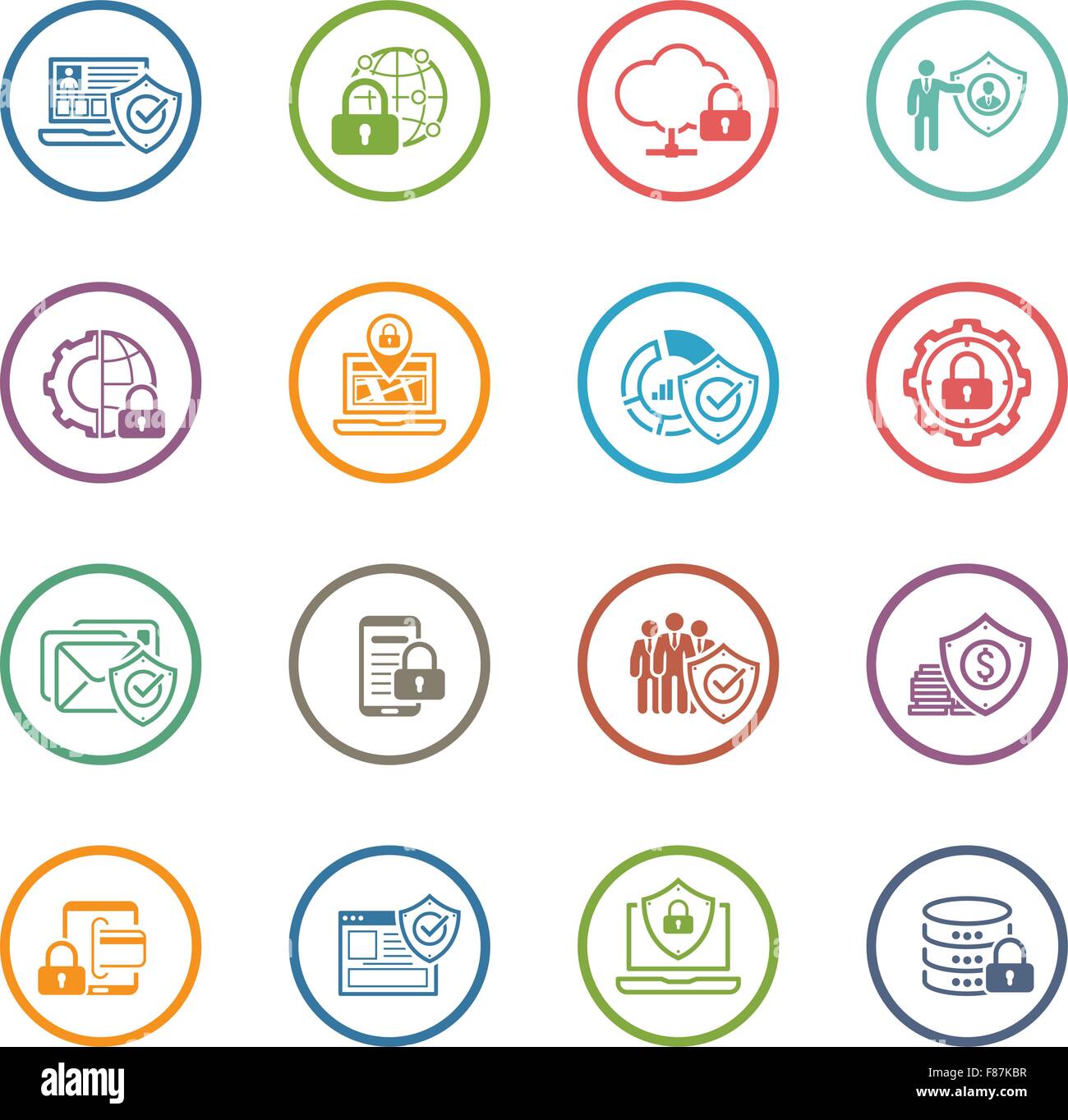 Télévision La protection des dessins et les icônes de sécurité définie. Illustration de Vecteur