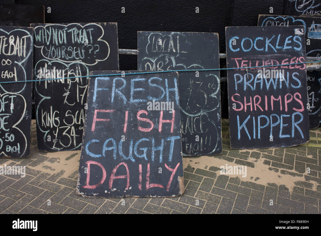 Les fruits de mer et crustacés à des conseils à Leigh-on-sea, Essex. Banque D'Images
